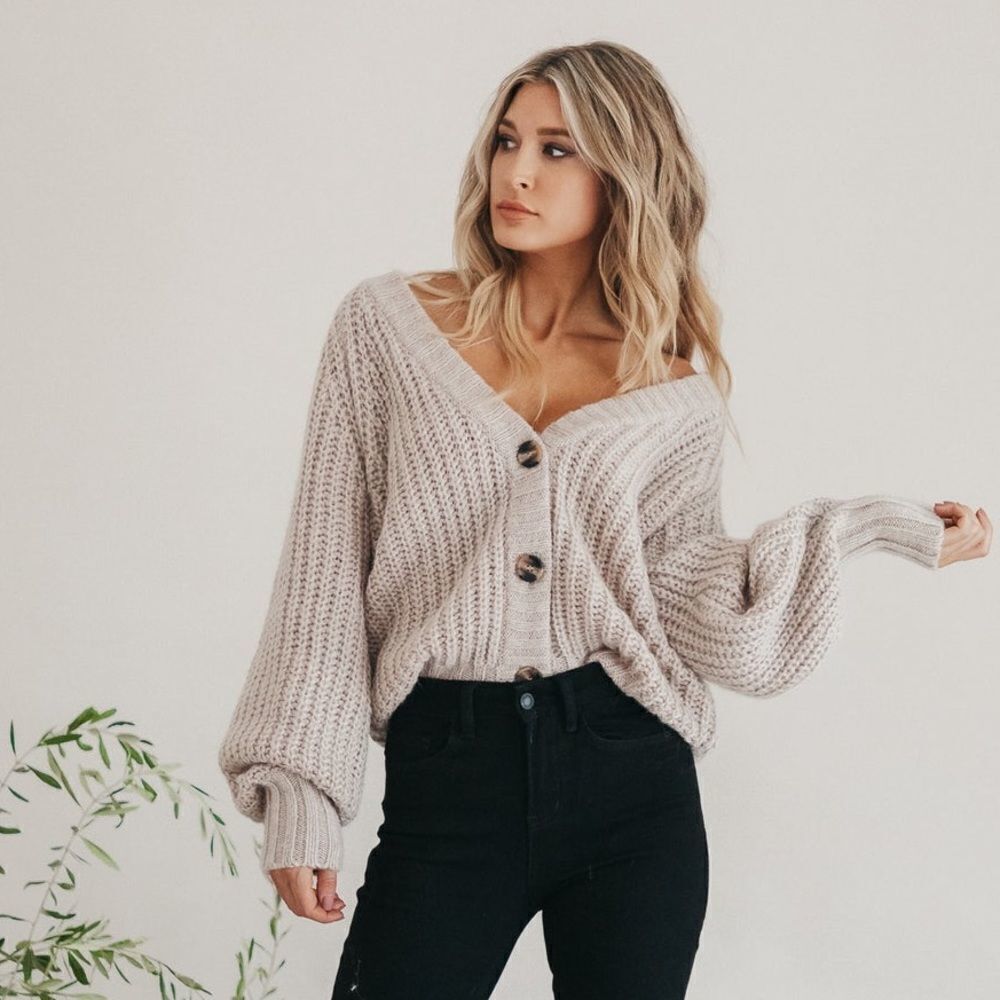 ✨ Jenna Taupe Knit Cardigan✨